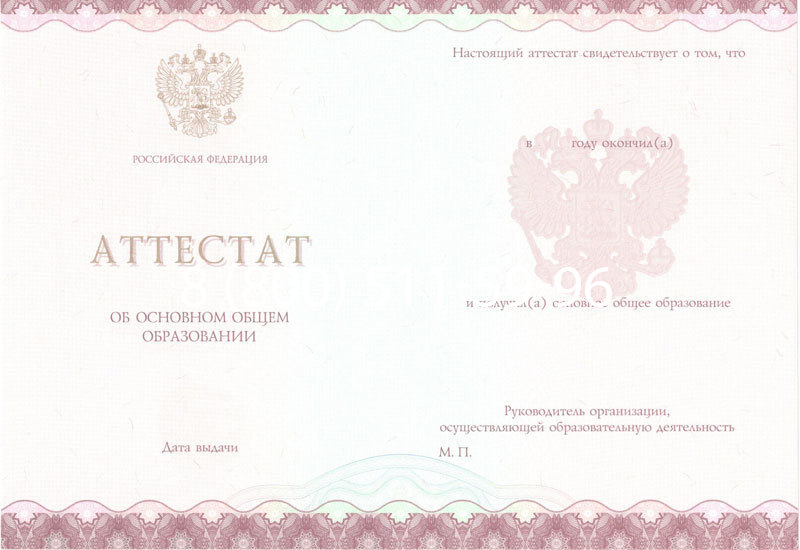 Купить Аттестат за 9 класс 2014-2024 года в Туле